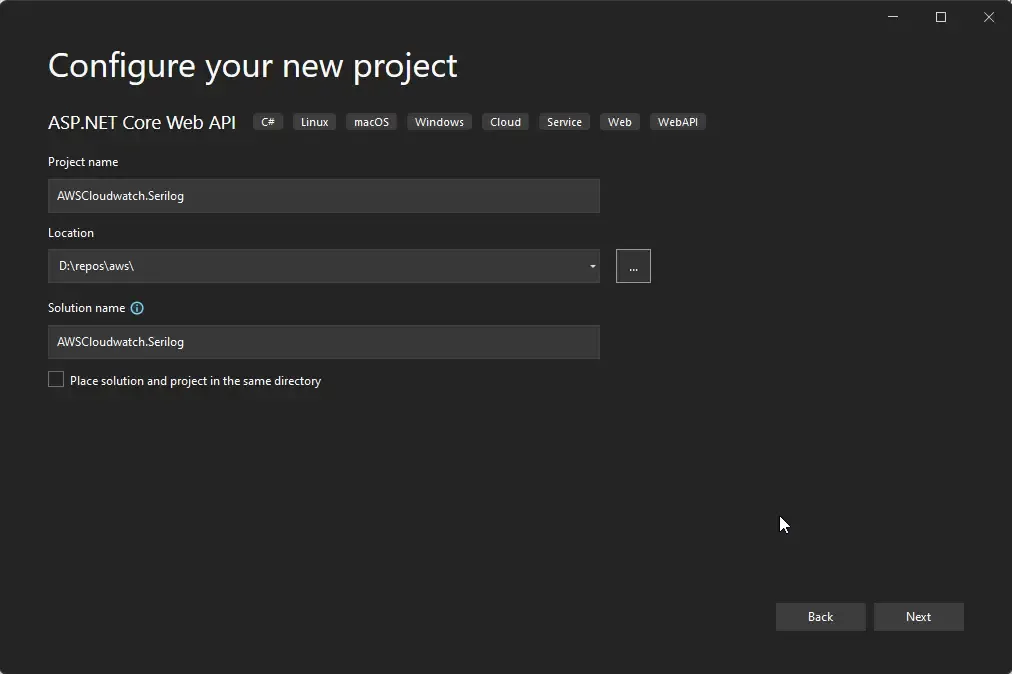 amazon-cloudwatch-logging-serilog-dotnet