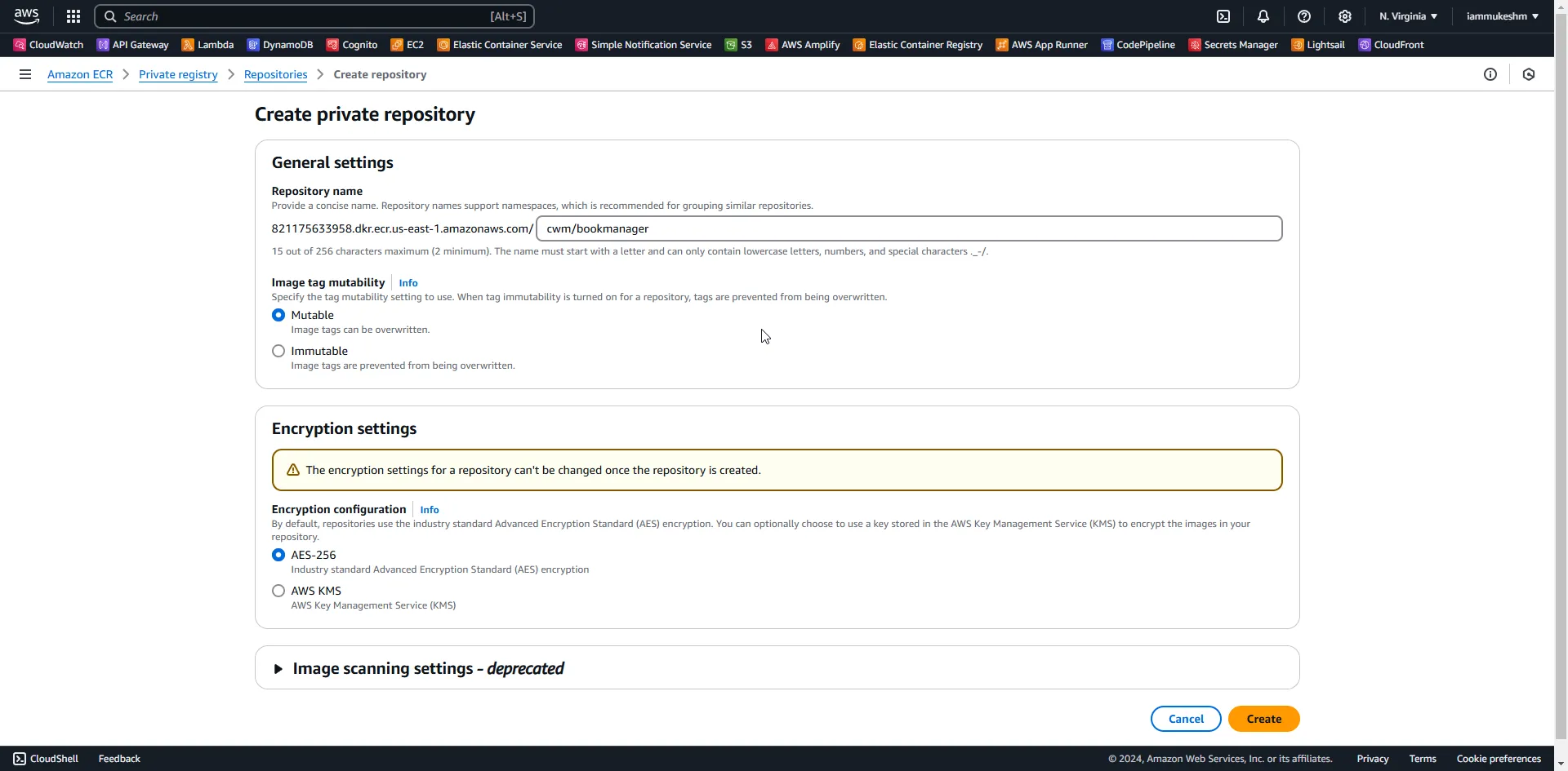 Create ECR repository Create ECR repository