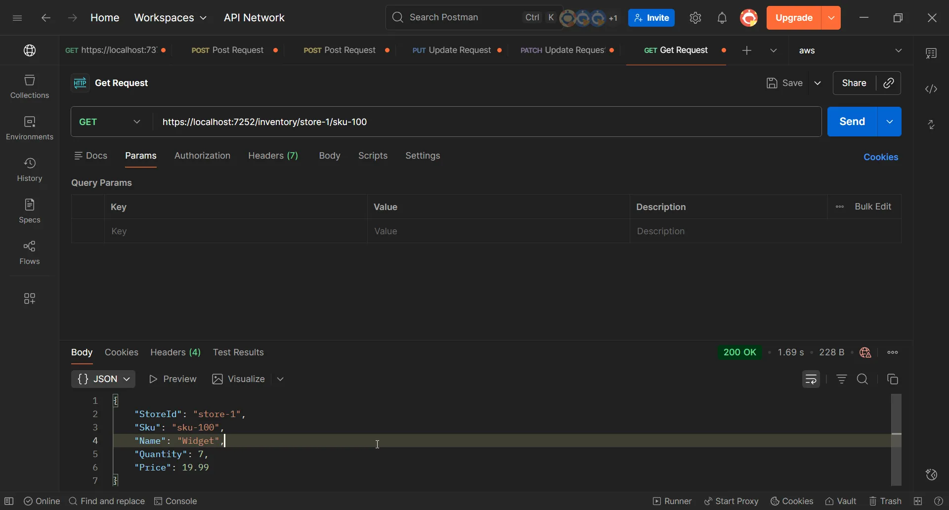 curl output showing item curl output showing item