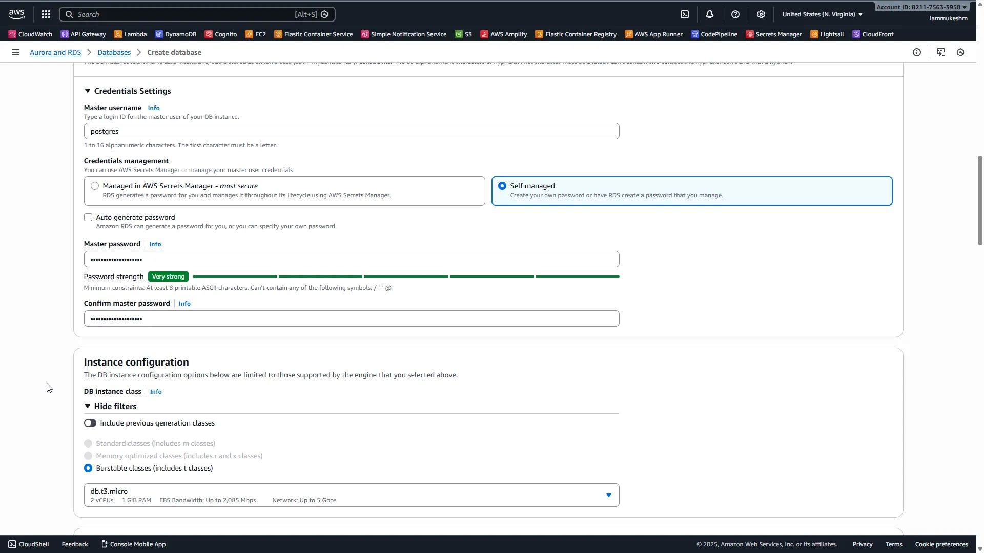 Configure instance identifier and credentials RDS Settings Configuration