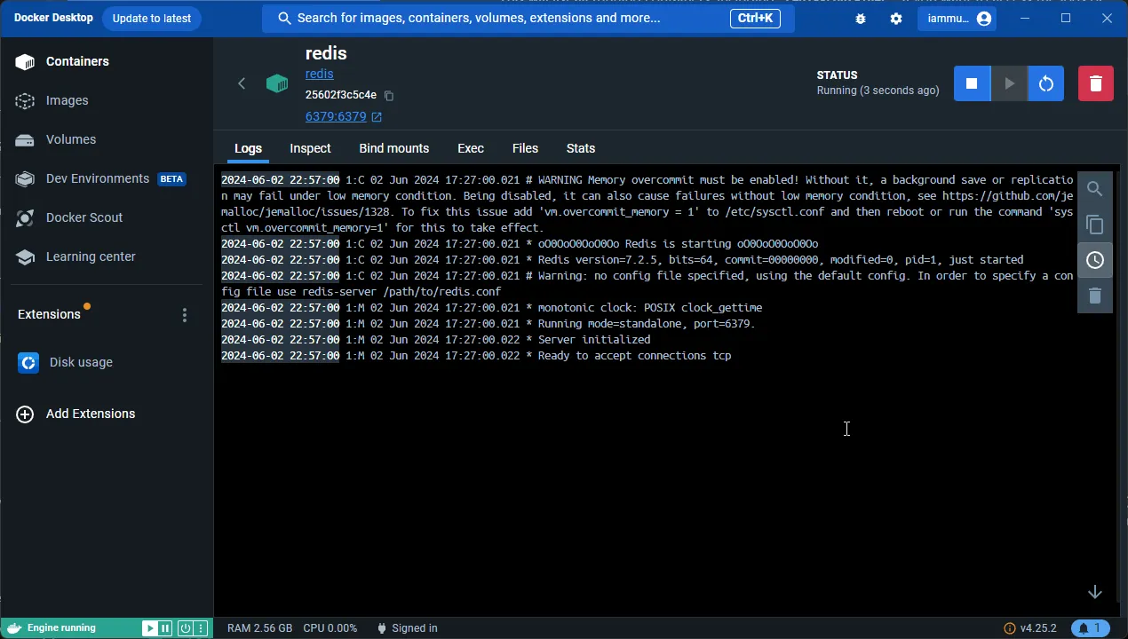 Run the Redis Container Run the Redis Container