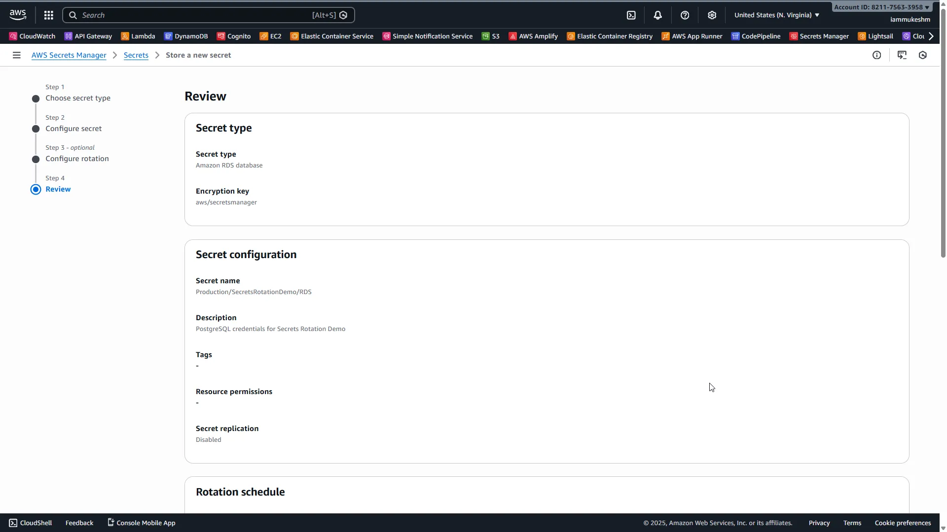 AWS creates the rotation Lambda automatically Rotation Lambda Created