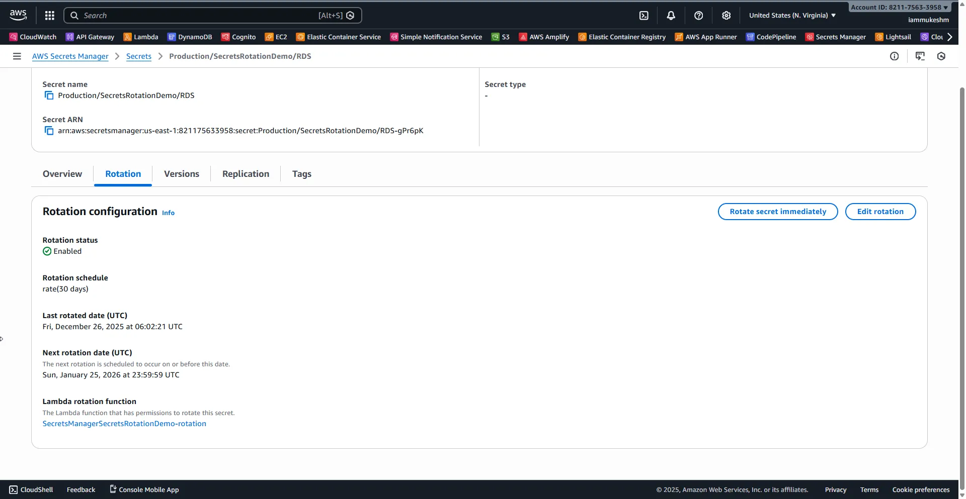 Rotation completed successfully Secret Rotation Status