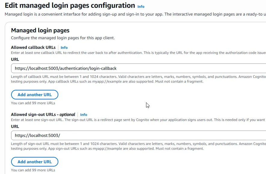 Cognito Hosted UI callback URLs Cognito Hosted UI callback URLs